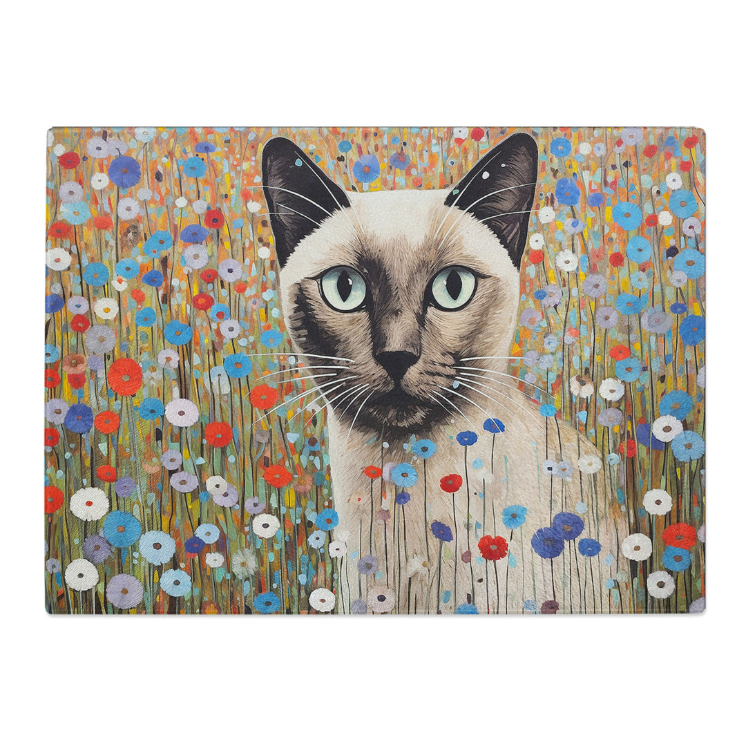 Siamese Cat Colour Field  Glass Chopping Board
