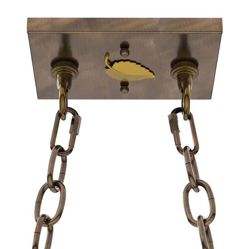 6 - Light Pendant, Antique Copper, Glass, Beige