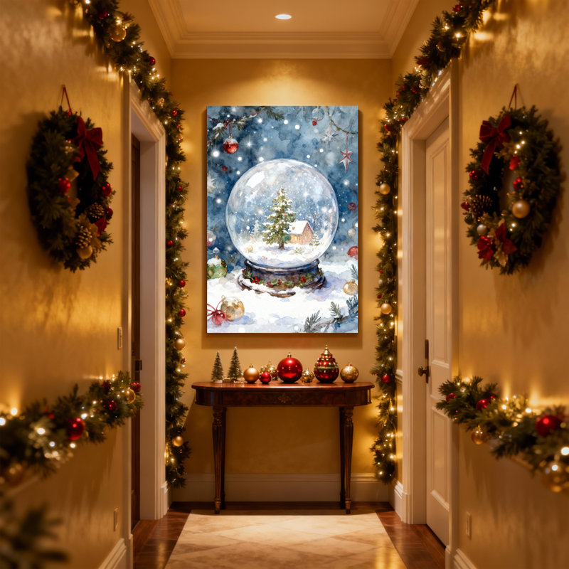 Boule de neige de Noël, ensemble de 3 impressions d'art sur toile, H 18 po x l 12 po