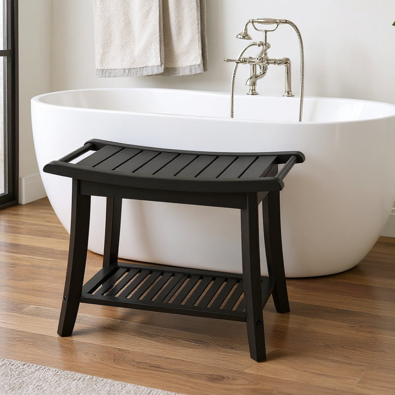 Banc de douche en bambou à assembler, Noir