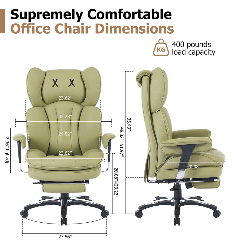 Fauteuil de direction ergonomique avec repose-pieds Big & Tall, Vert
