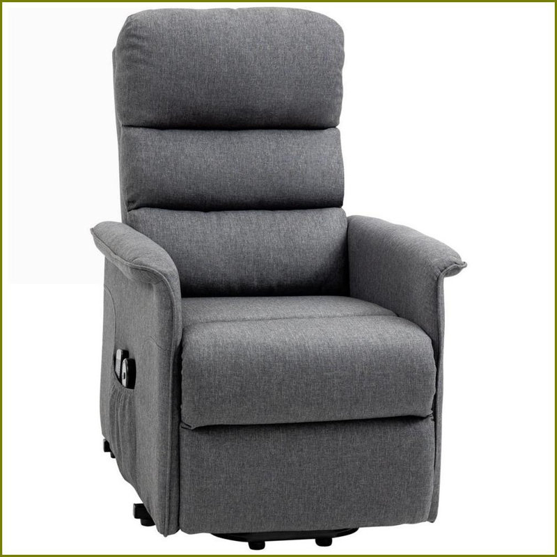 Fauteuil inclinable Power Lift avec massage par vibration, télécommande et amp; Poches latérales | Gris | Tissu revêtu de tissu d'ameublement