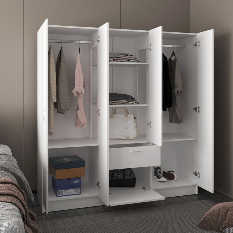 Armoire à six portes, sept tablettes intérieures et un tiroir