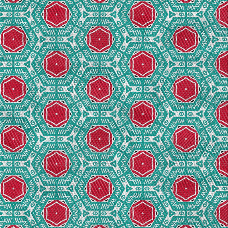 Tissé à la machine à partir de laine et de polyester vert/rouge Tapis décoratif, Carré 6 pi