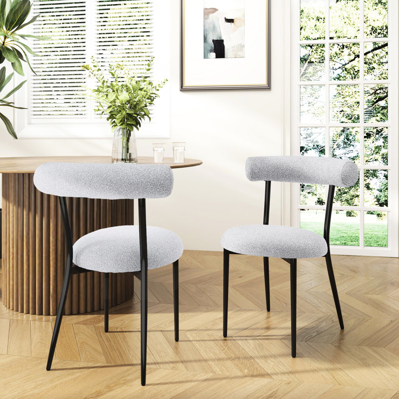 2 chaises de salle à manger grises en tissu avec structure en métal, Gris
