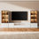 Meuble audio-vidéo de 126 po pour téléviseur 55/65/75 po, meuble télé moderne en bois de 3 po avec meuble télé avec rangement et 2 présentoirs à 3 niveaux avec 2 tiroirs pour le salon et la chambre à coucher