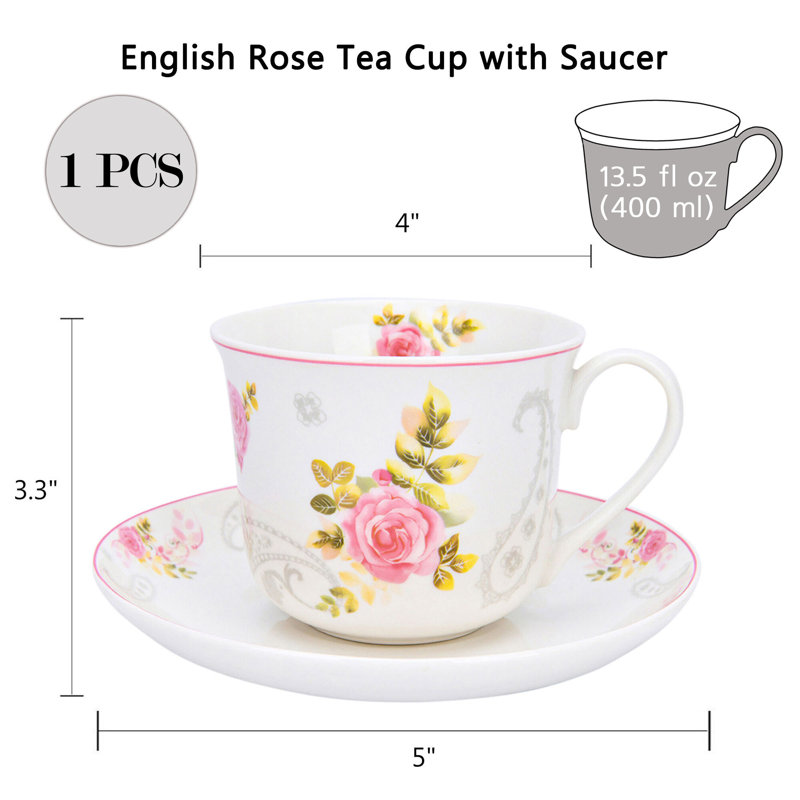 Classic Old English Rose Garden Pattern Large Bone China Teacup