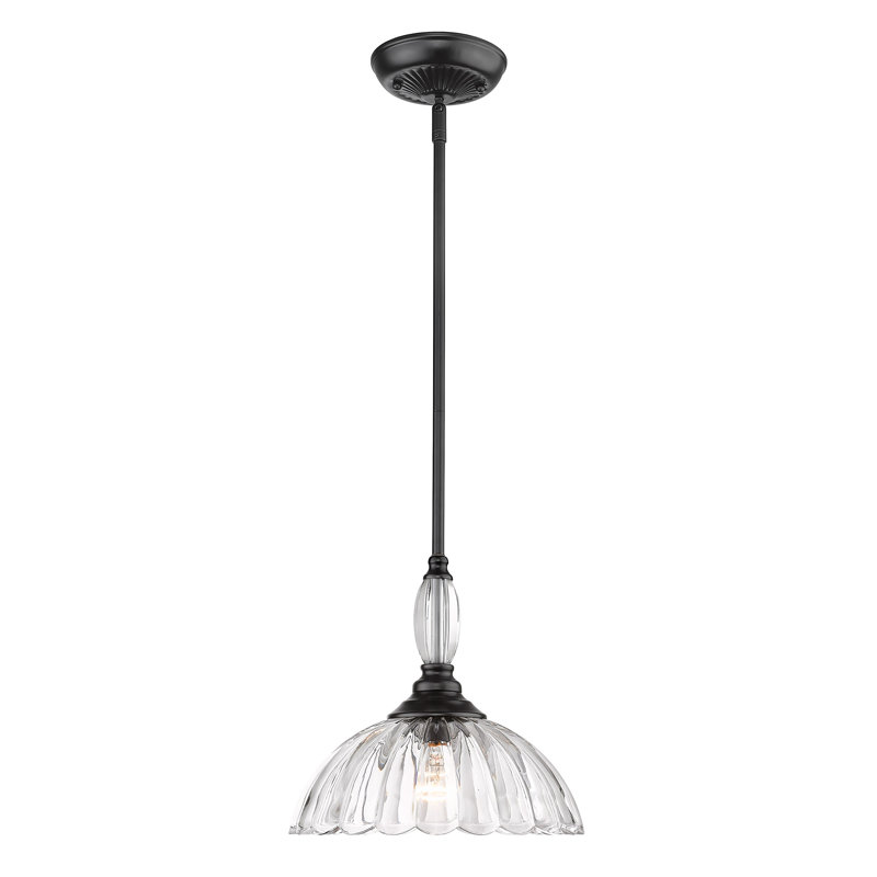 Luminaire suspendu en forme de dôme à 1 lumière Iberville, Noir mat