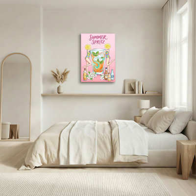 Summer Spritz Cocktail With Swimsuit Girls And Lemon Canvas Wrapped Wall Art Oil Painting Print Set Of 1
