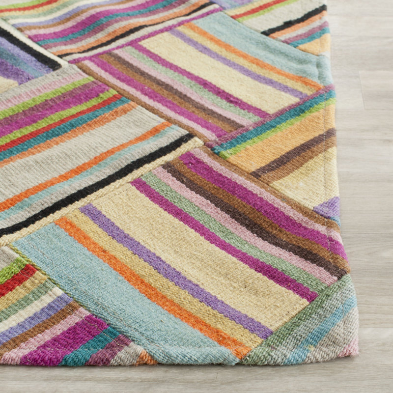 Mcneal Rectangle Geometric Wool Hand Woven Indoor / Outdoor Area Rug, Rectangle 183 x 274 cm