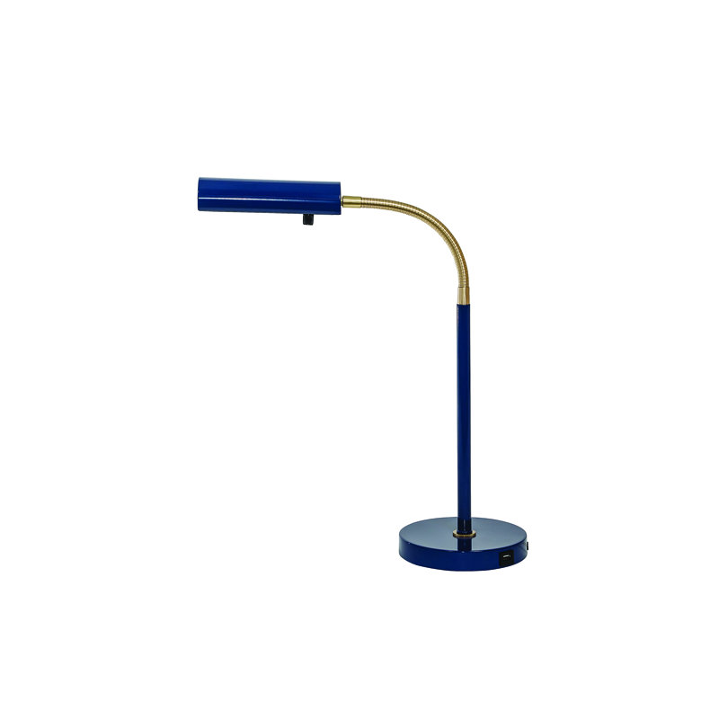 Fusion Metal USB Desk Lamp, Navy Blue/Satin Brass Accents