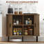 Armoire de rangement Buffet avec rangement, armoire de bar nordique avec portes à lattes et pieds en métal,