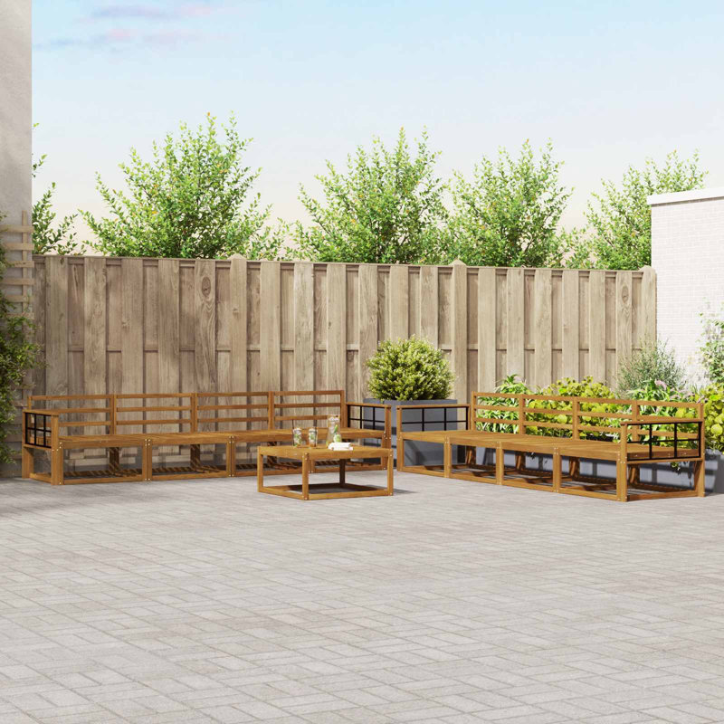 329 cm W Solid Wood Patio Corner Sofa Set