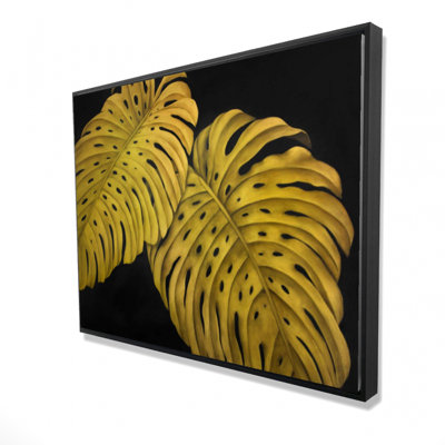 Reproduction dorée sur toile Monstera