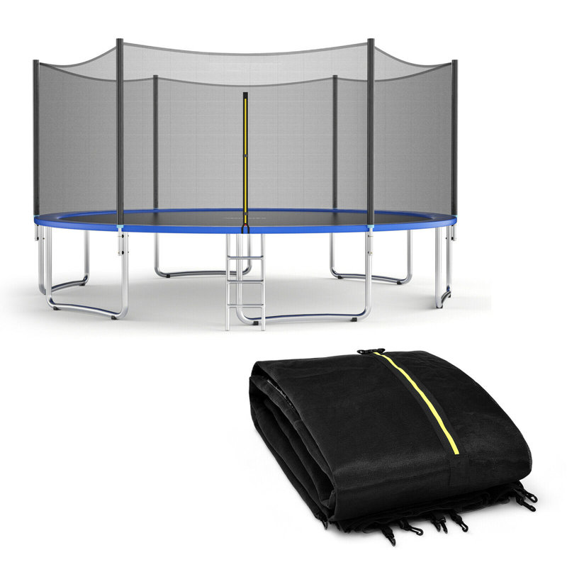 Filet de sécurité pour trampoline de remplacement Gymft 16 pi avec fermeture à glissière et boucles de protection