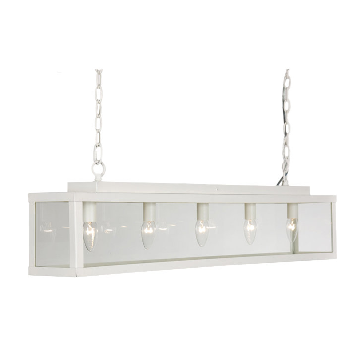 Taplin 5 - Light Kitchen Island Pendant, Beach Ivory Metal and Clear Glass