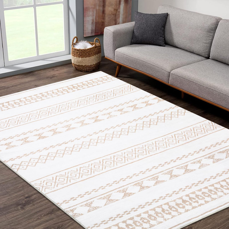 Tapis lavable Boho, Rectangle 9 pi x 12 pi, Brun