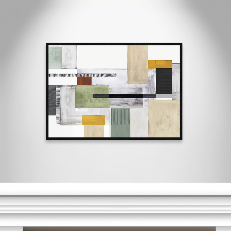 «Playful Blocks» par Tom Reeves, Pas de tapis, Cadre mince noir, H 29,5 po x l 41,5 po x P 0,75 po