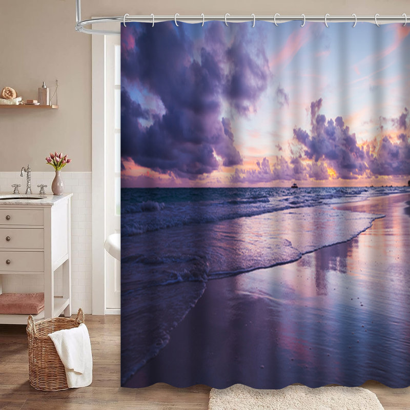 Rideau de douche à 12 crochets Coastal Landscape, L 72 po x l 72 po