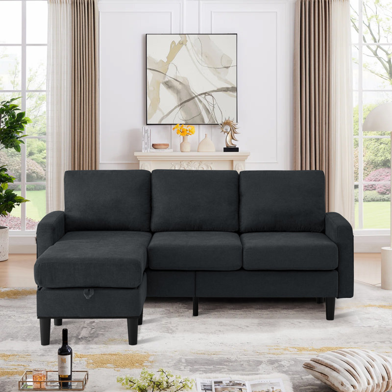 Canapé-lit rembourré 74,8 po Elvedin, 100 % polyester noir