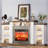 Alondra 72" Fireplace TV Stand for TVs up to 80" with Fireplace Included, Entertainment Center with Charging Station & LED Light, White Brown-125361161