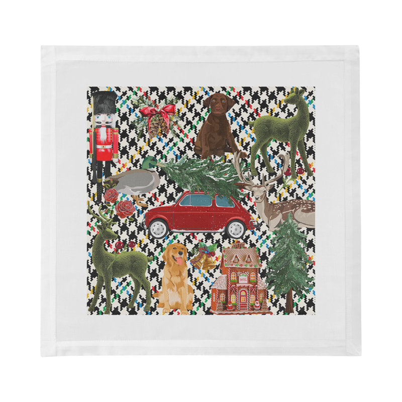  Christmas Cotton Sateen Dinner Napkins, Multi Plaid