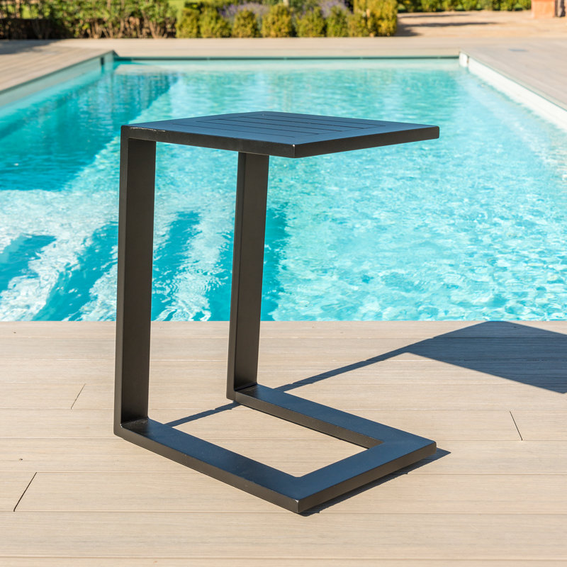 Santino Outdoor Fabric Aluminium Side Table - Black, Black