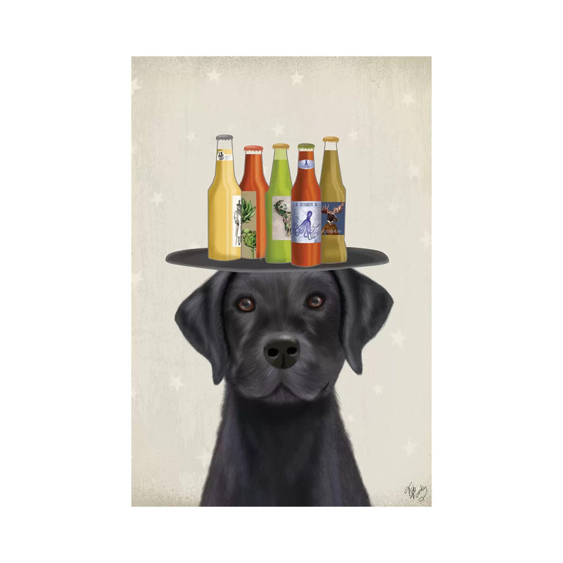 Labrador Black Beer Lover by Fab Funky - Wrapped Canvas Gallery-Wrapped Canvas Giclée, 20.32 cm H x 30.48 cm W