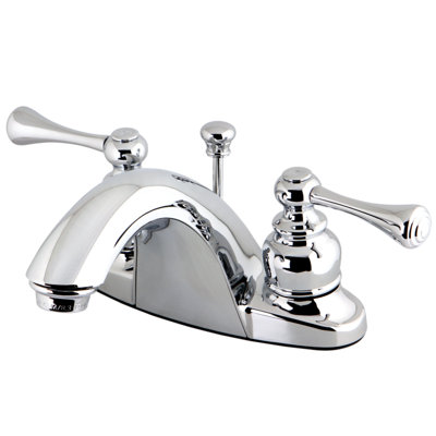 Kingston Brass English Country Two-Handle 3-Hole Deck Mount 4" Centerset Bathroom Faucet with Plastic Pop-Up