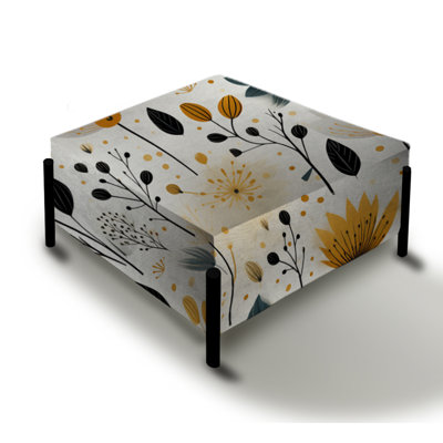 Nordic Yellow Simplicity Floral Grace - Floral Large Square Ottoman