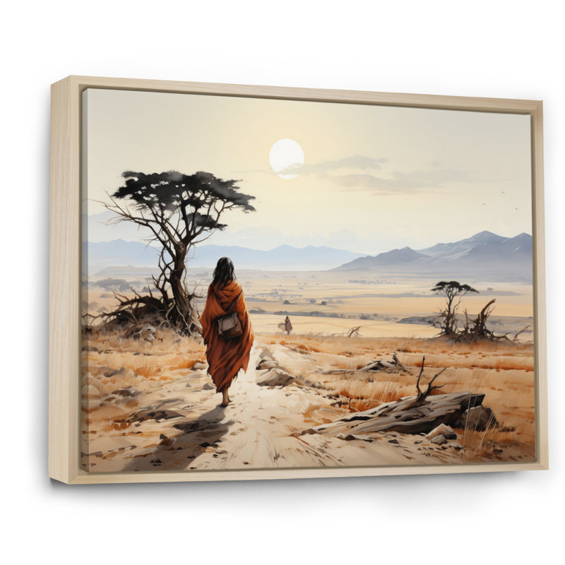 «African Nomadic Wanderer II», reproduction sur toile, Cadre naturel flottant, H 12 po x l 20 po x P 1 po