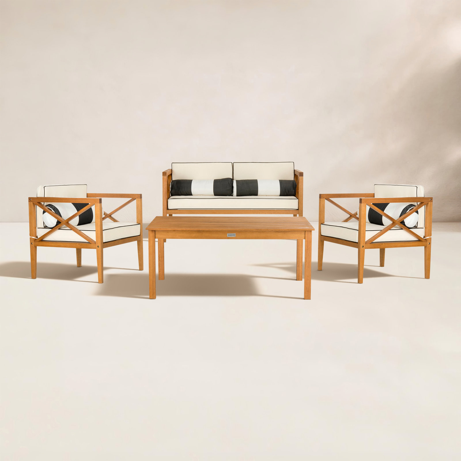 Mondovi Eucalyptus 4 - Person Patio Conversation Set with Cushions, Natural