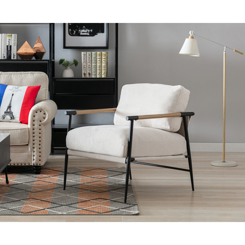 Johniyah Upholstered Armchair, Beige Chenille