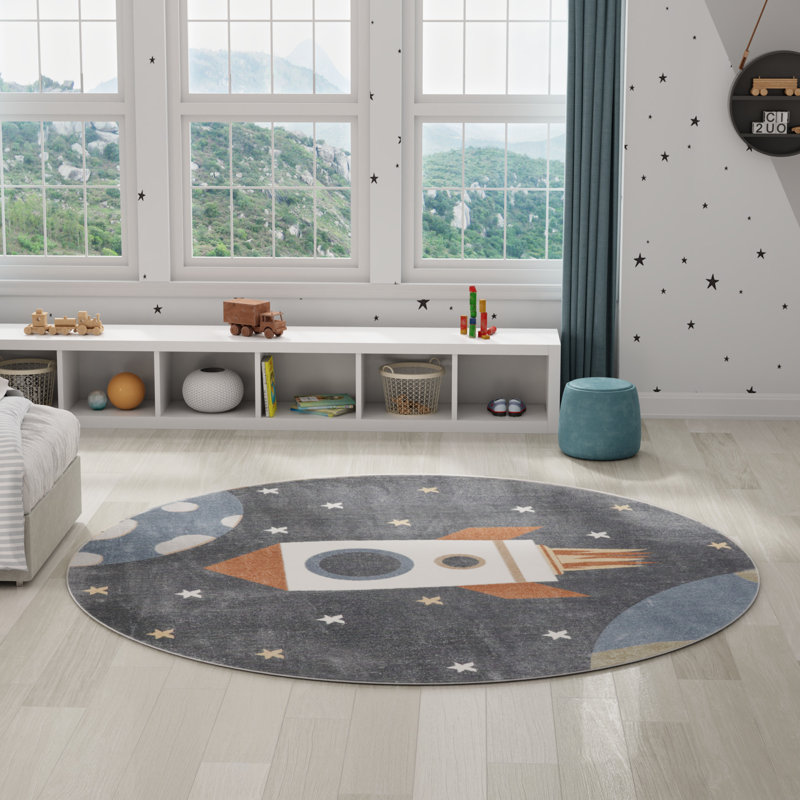Hanfurd Machine Woven Polypropylene Plastic Rug, Round 7'10"