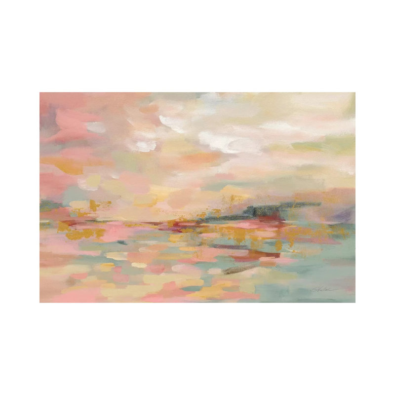 Pink Waves by Silvia Vassileva - Wrapped Canvas Painting, 66.04 cm H x 45.72 cm W x 3.175 cm D