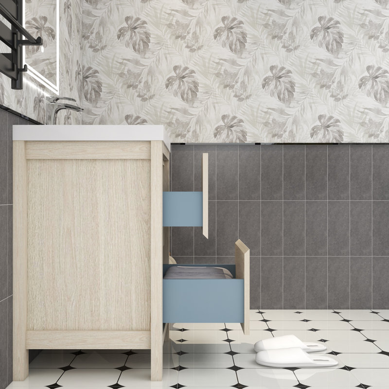 Meuble-lavabo simple 23,5 po avec plateau Laverock, Bois clair