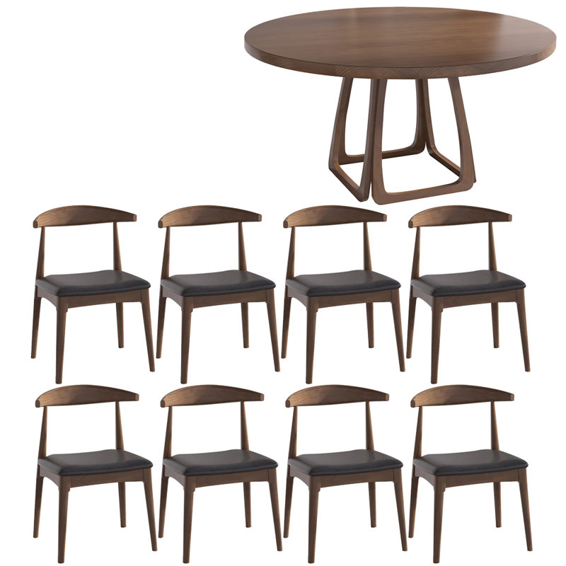 Modern simple solid wood dining table set., 29.5"H x 55"L x 55"W