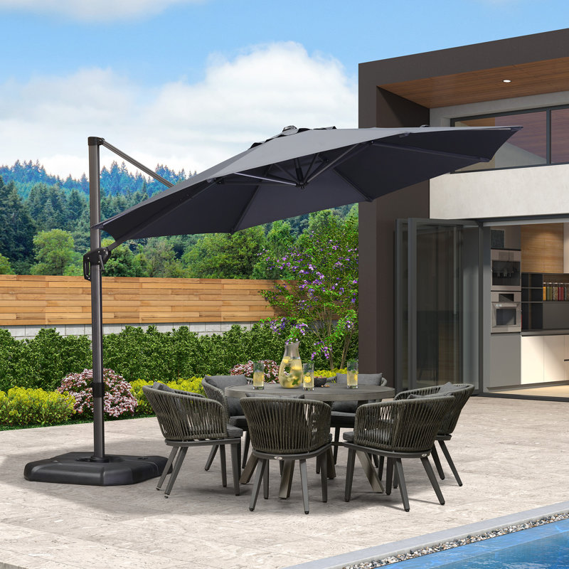 Cantilever Parasol, Grey, 274.3cm H x 335.3cm W x 335.3cm D