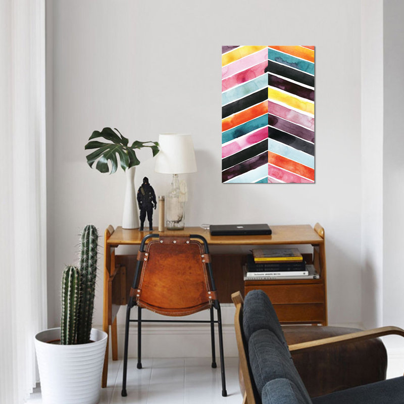 «Vivid Watercolor Chevron I» par Grace Popp - reproduction d'art sur toile tendue, H 12 po x l 8 po x P 0,75 po