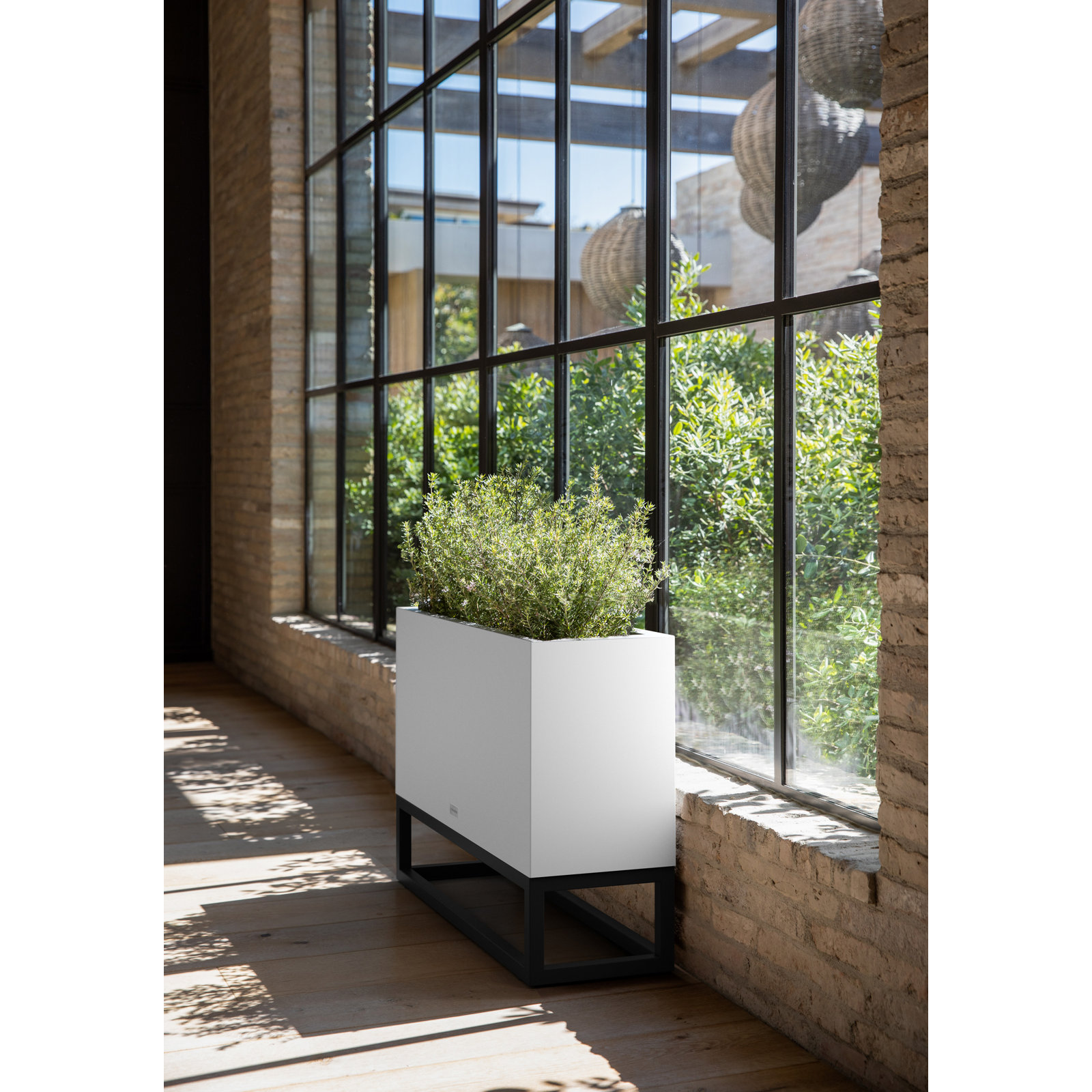 Block Series Elevated Planter, White, 22" H x 10" W x 32" D