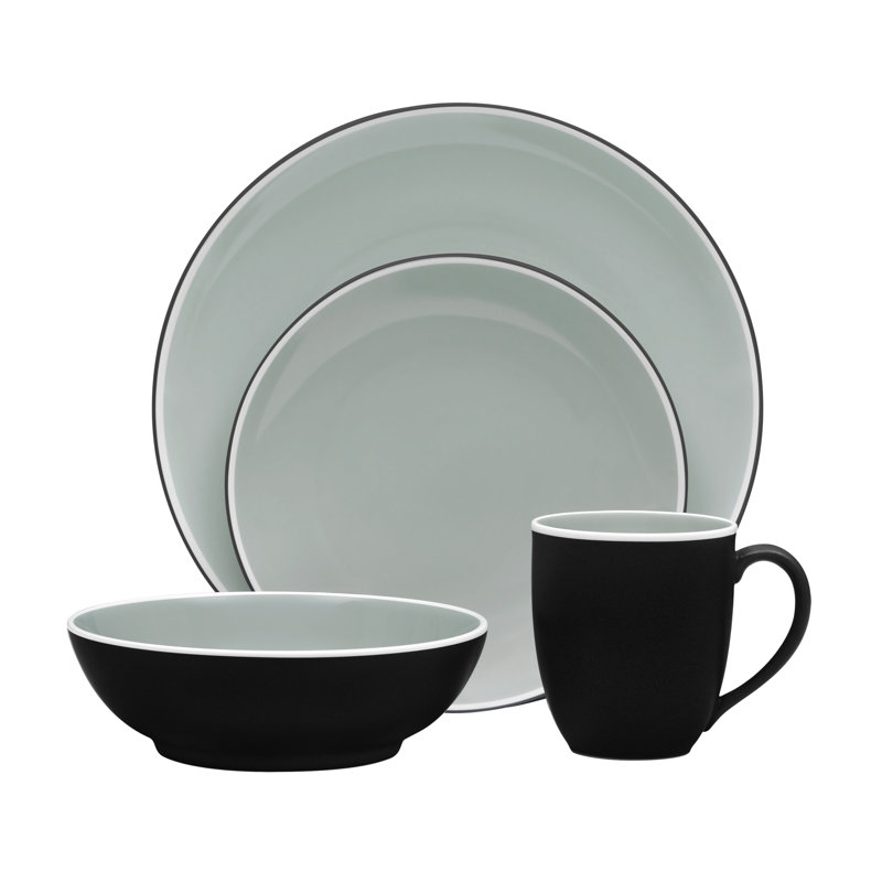 Noritake ColorTrio Coupe 4-Piece Place Setting, Graphite