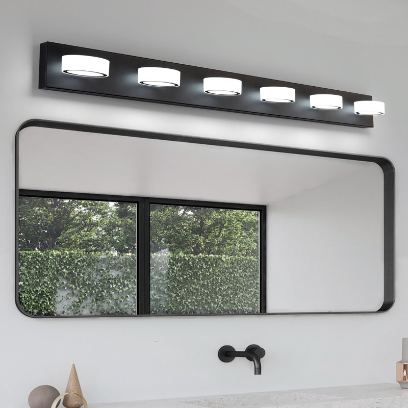 Éclairage pour meuble-lavabo à DEL Macfadden, haute transmittance et intensité variable avec rotation à 270 °, 6, Noir mat
