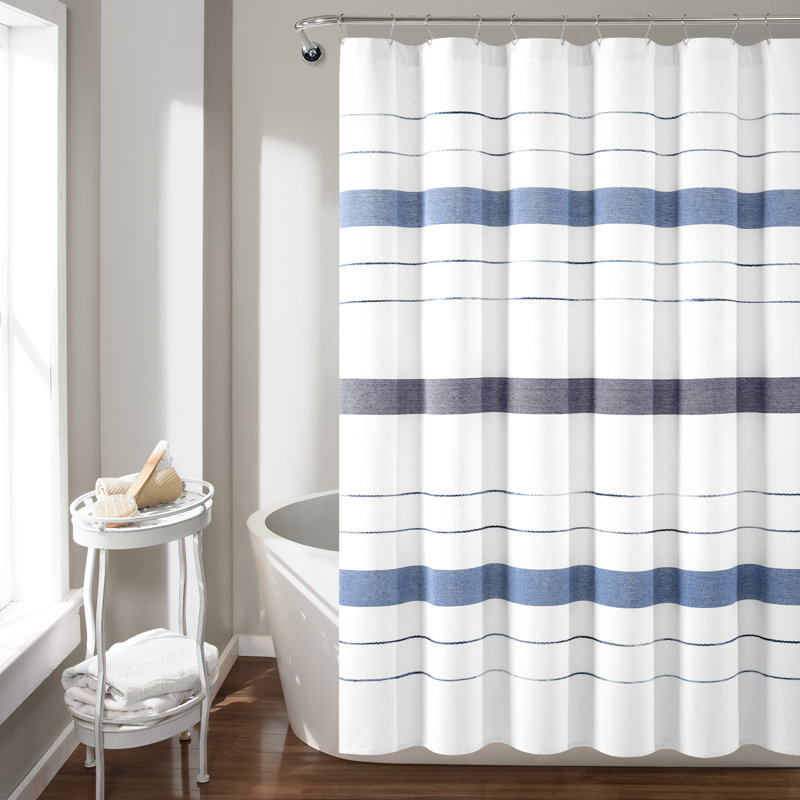 Rideau de douche rayé simple, Bleu marine / blanc