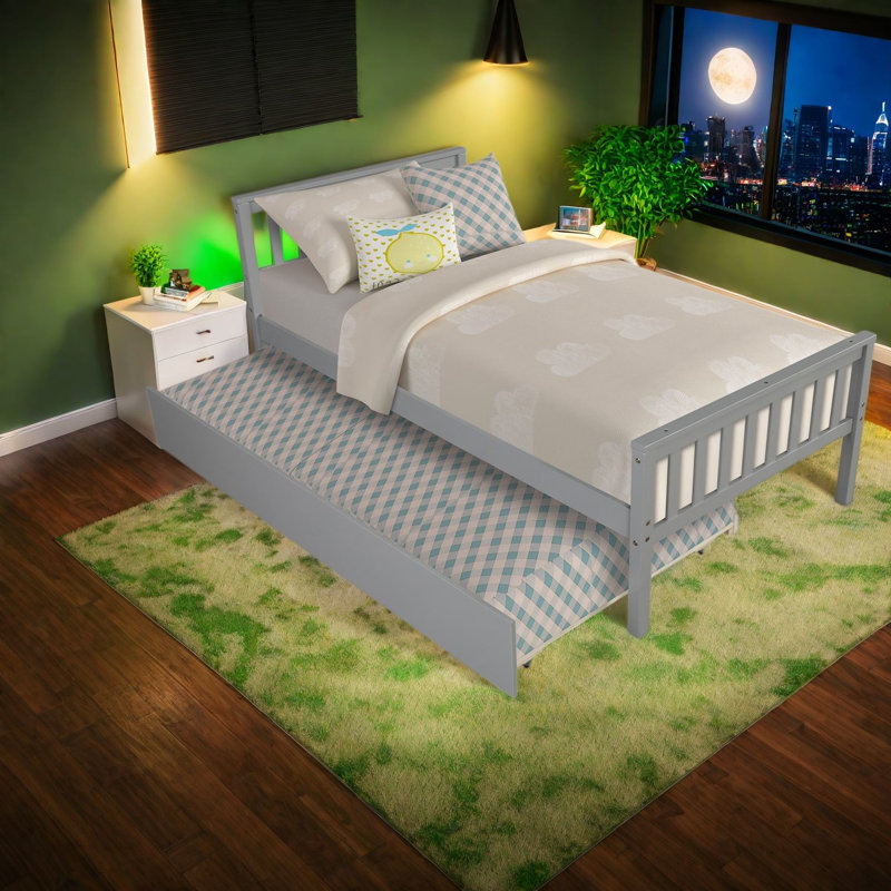 Lit simple avec lit gigogne, bois de pin et solution pour chambre à coucher moderne
