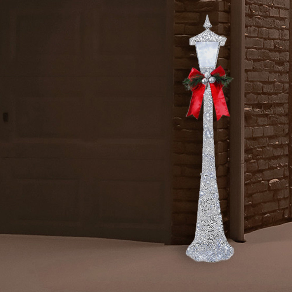 Metal Christmas Decoration, White, 60" H x 20.5" W x 11" D