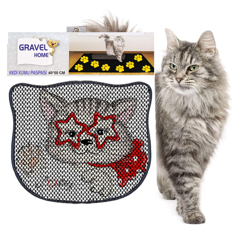 Tapis de litière durable pour chat, 15,7 po x 19,7 po | 50% PVC / 50% polyester, lavable à la machine et passer l'aspirateur | Parfait pour un nettoyage facile, conception antidérapante pour garder votre maison propre et fraîche, idéal pour les propriétaires d'animaux de compagnie