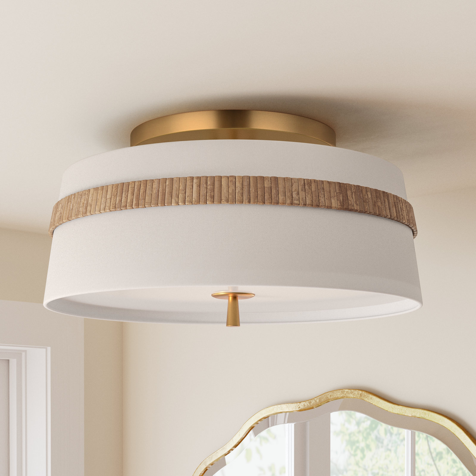 Daquavion 3 Light Fabric Flush Mount, 9.5" H x 19" W x 19" D