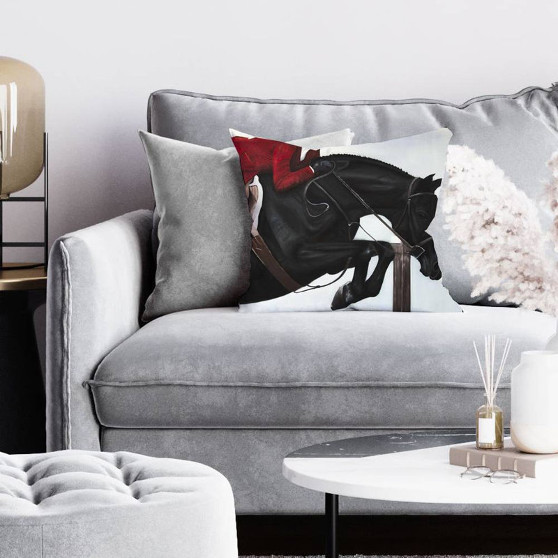 Riding competition - 16"x16" Throw pillow - Poly twill - Print on demand