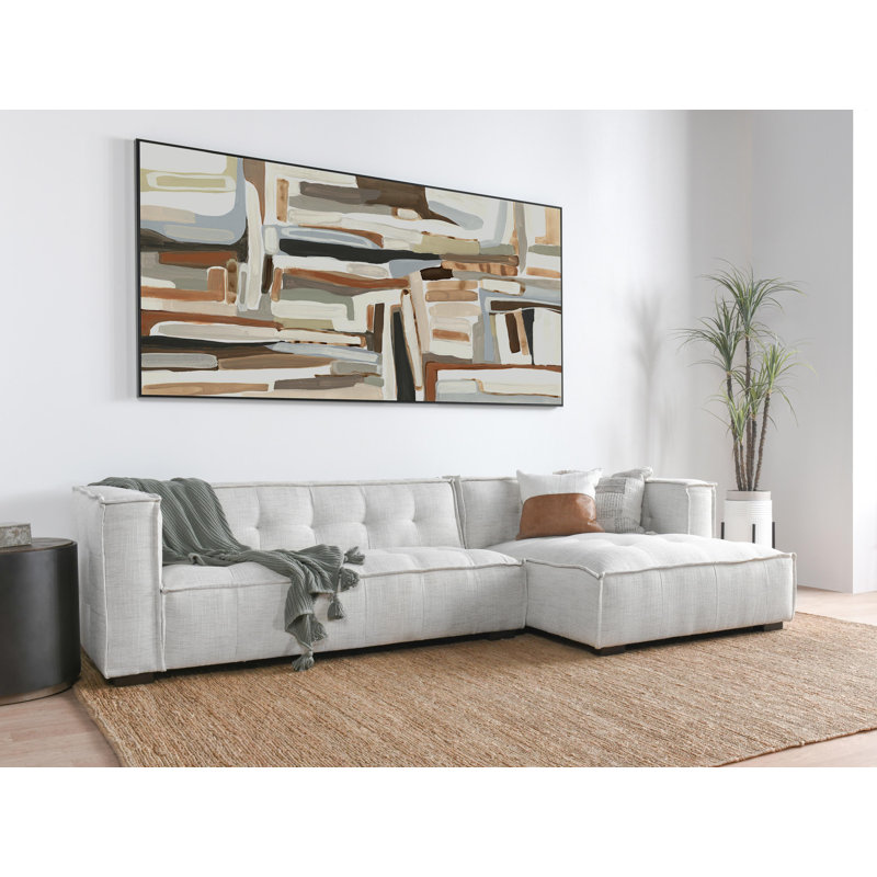 Element 2Pc Sectional W/RAF Chaise, Light Gray Polyester Blend