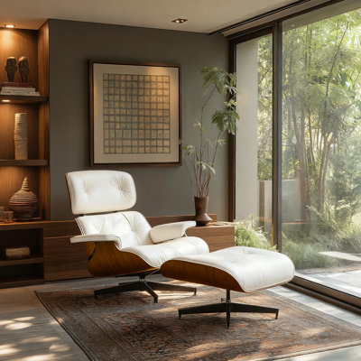 Pu Leather Swivel Lounge Chair With Ottoman